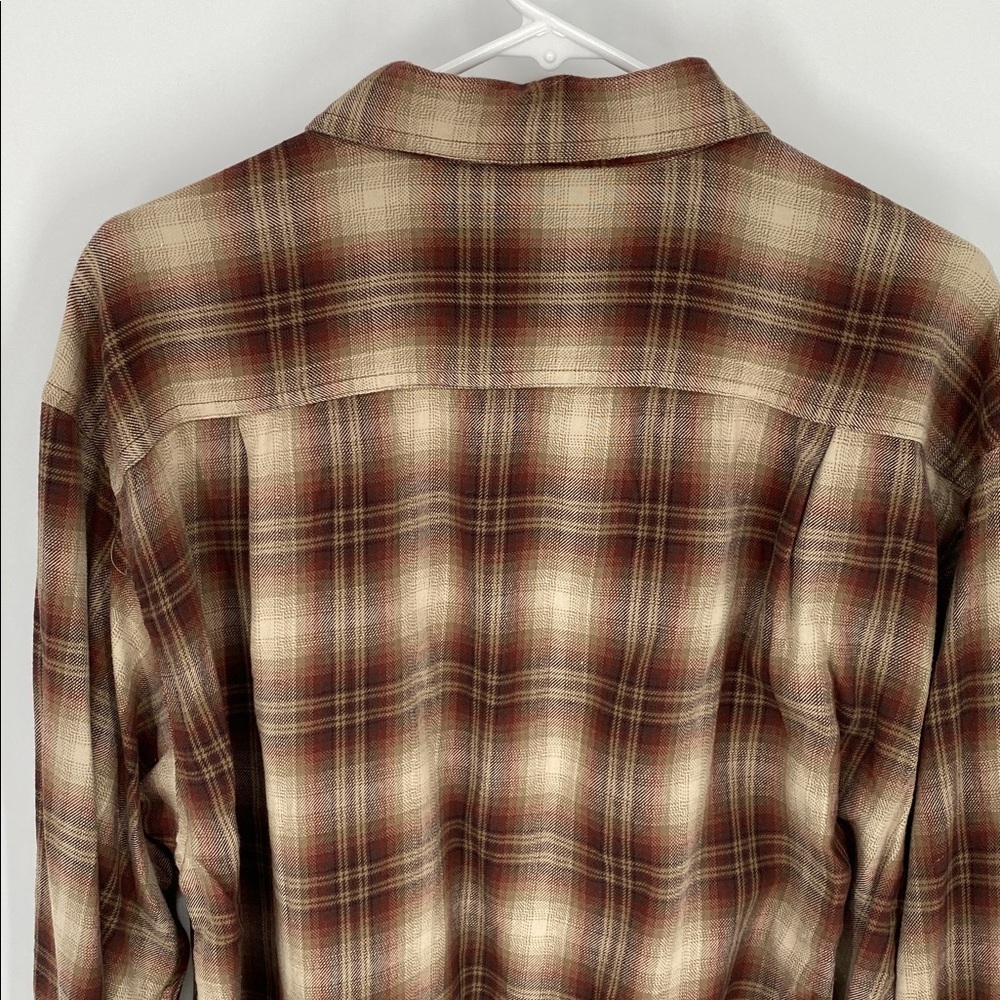 Columbia Men's Flannel Plaid Shirt in Brown and Tan XL - Picture 6 of 9